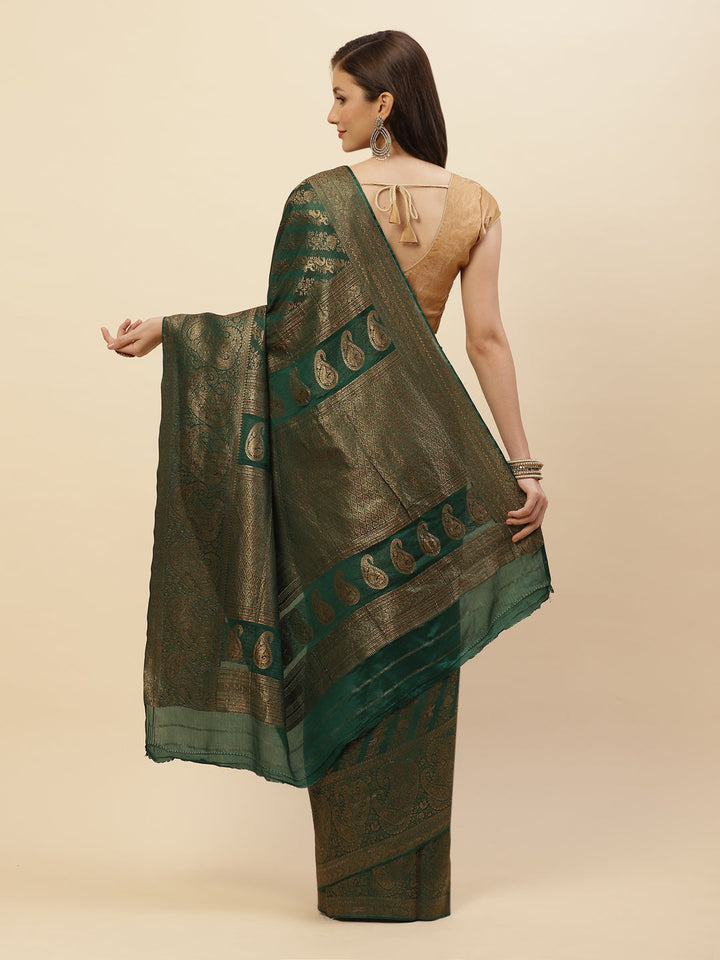 Antique Jaal Crepe Plain Saree