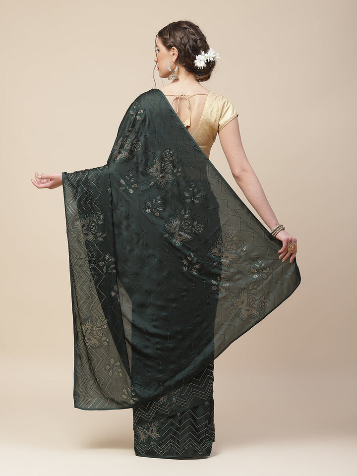 Stone Embroidered Satin Saree