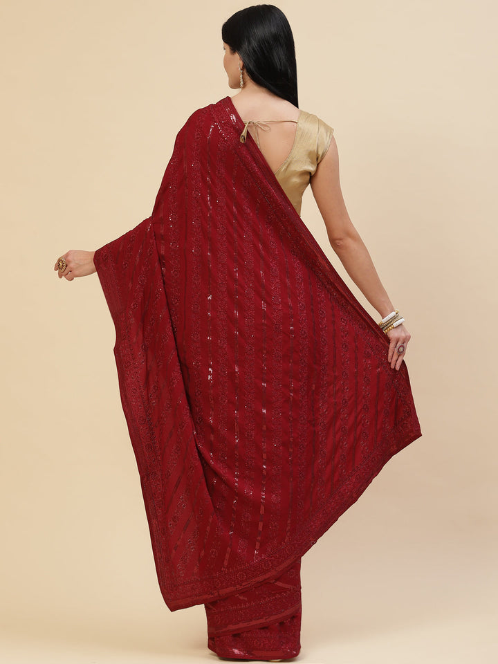 Sequin Embroidered Crepe Saree