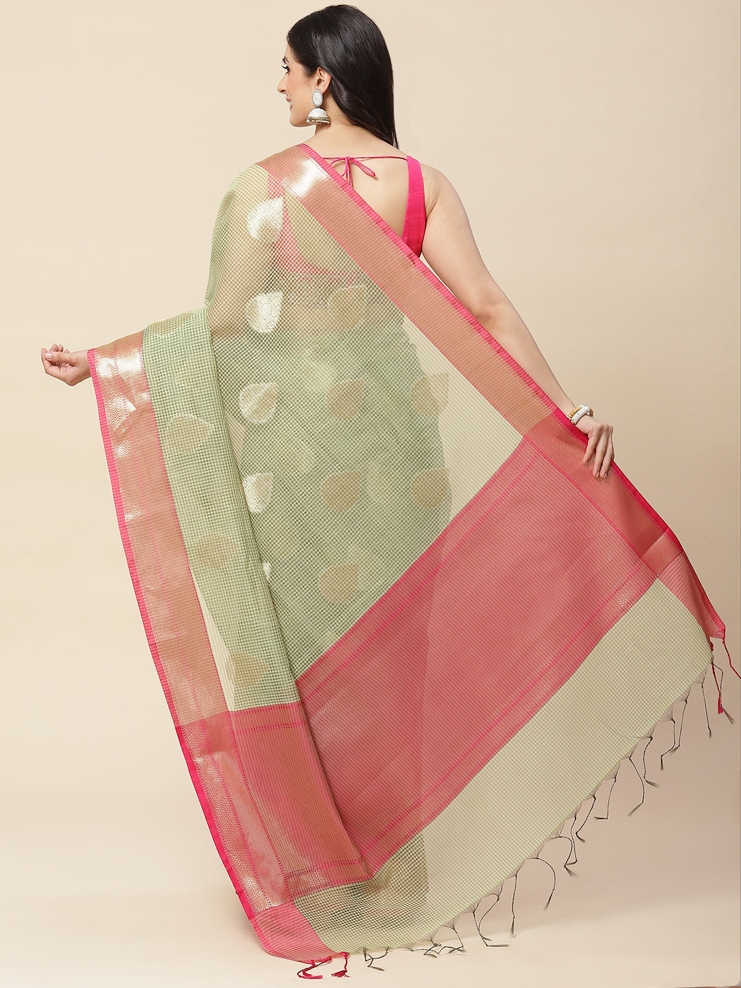 Zari Booti Woven Cotton Saree