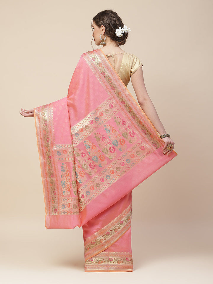 Plain Zari Border Cotton Woven Saree