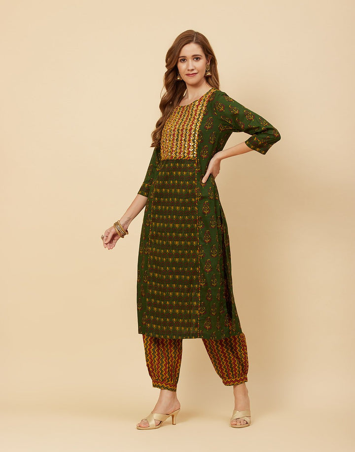 Printed Cotton Kurti With Salwar