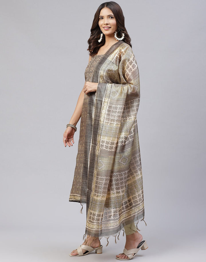 Chanderi Embroidered Suit Piece