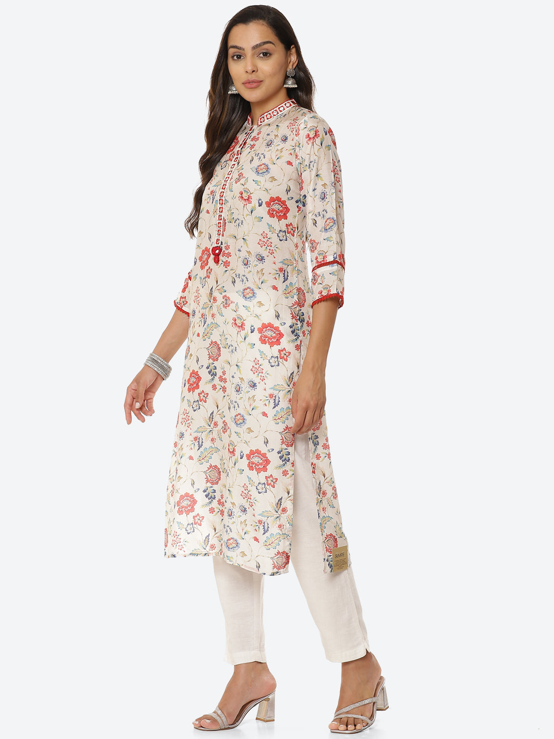 Printed Neck Patti Muslin Kurta