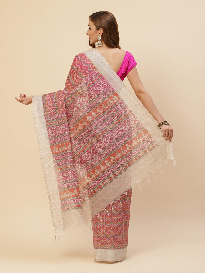 Resham Border Printed Cotton Saree