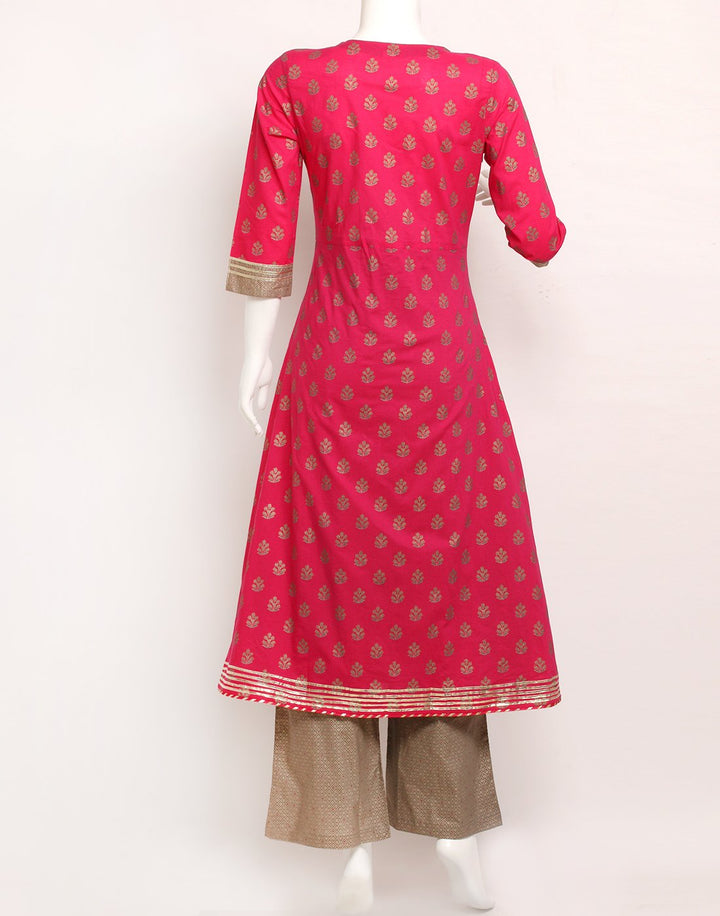 Rani Grey Cotton Kurti with Palazzo