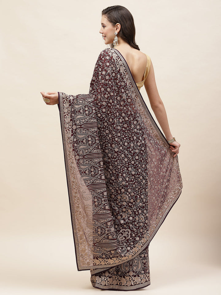 Resham Jaal Embroidery Georgette Saree