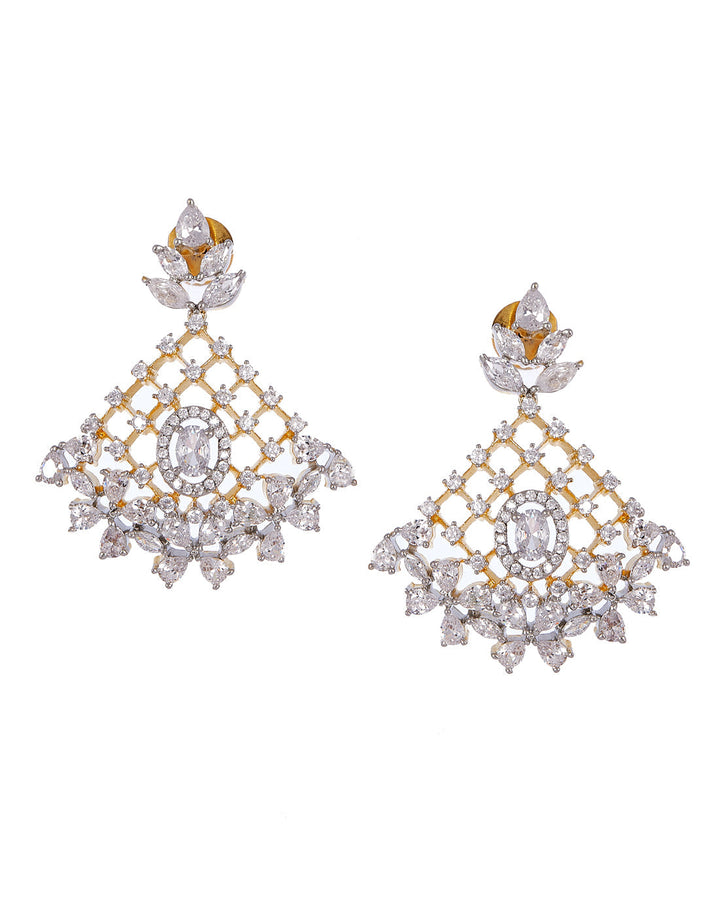 Gold Plated Necklace Embellished With Stone And Earrings