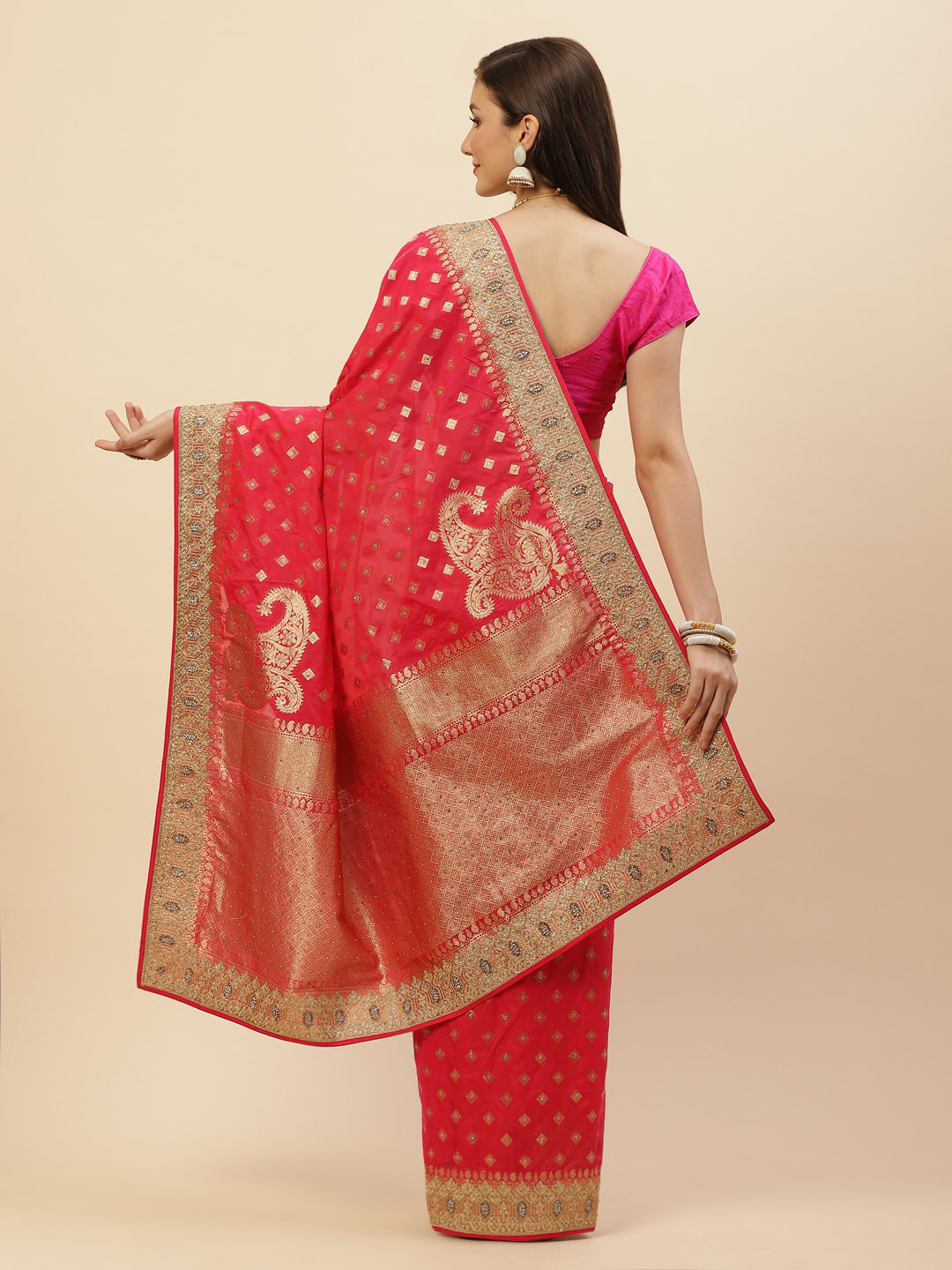 Stone Work Embroidered Banarasi Saree