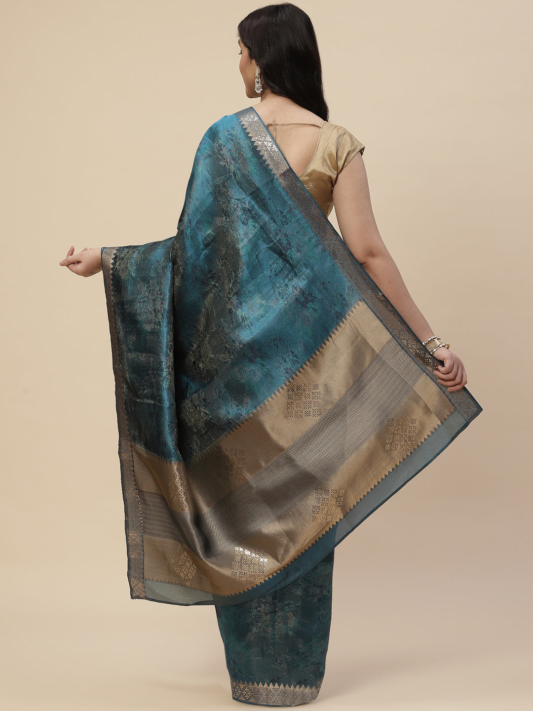 Sequin Embroidered Handloom Woven Saree