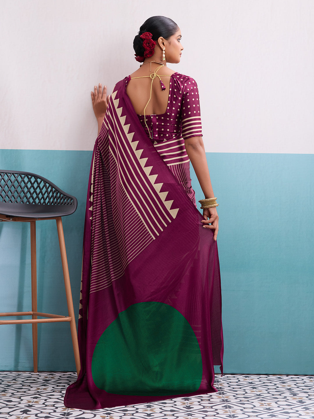Printed Satin Saree