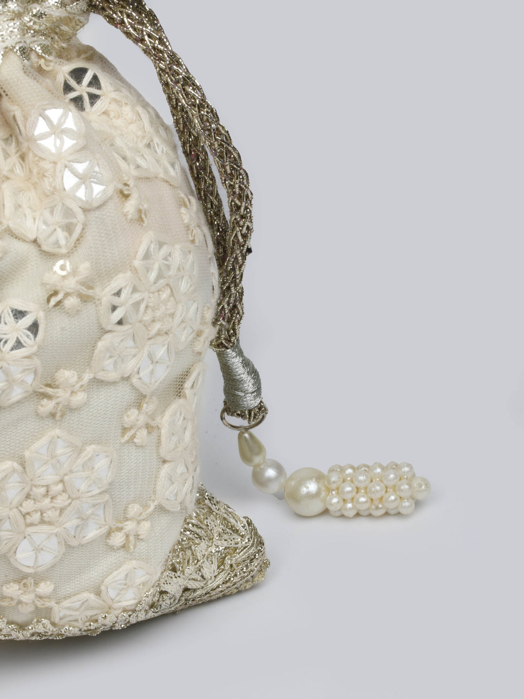 Golden Beige Sequin Potli Bag
