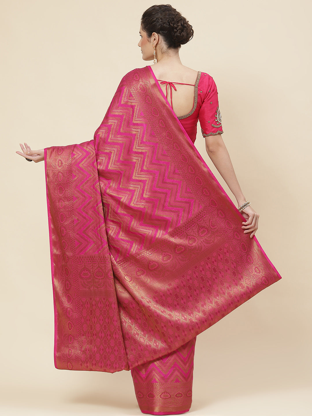 Leheriya Pattern Woven Handloom Saree