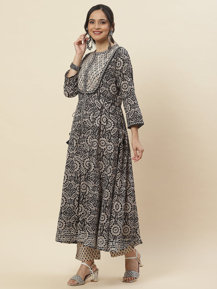 Printed Cotton Kurta With Pants