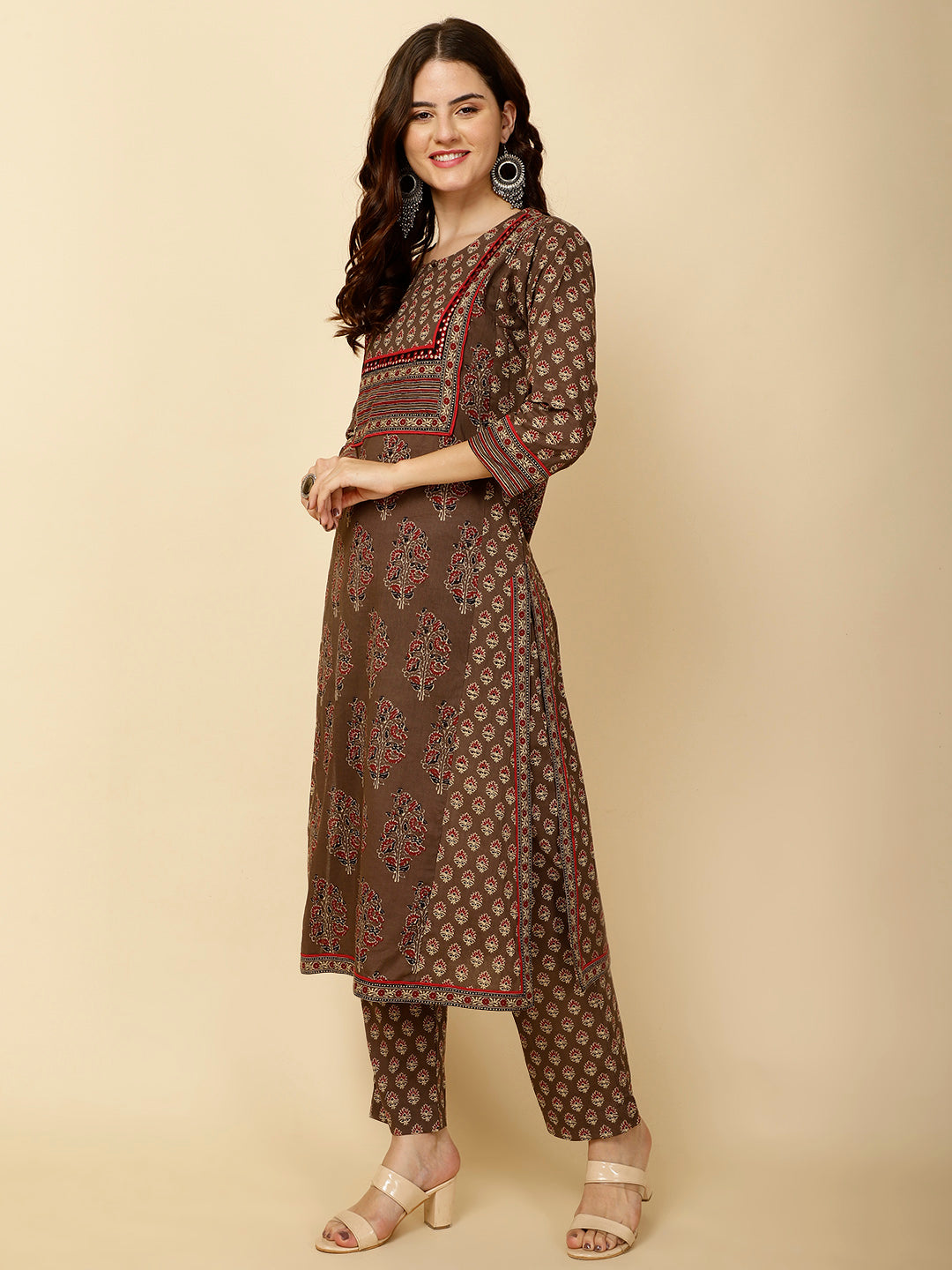 Floral Printed Cotton Kurta With Pants