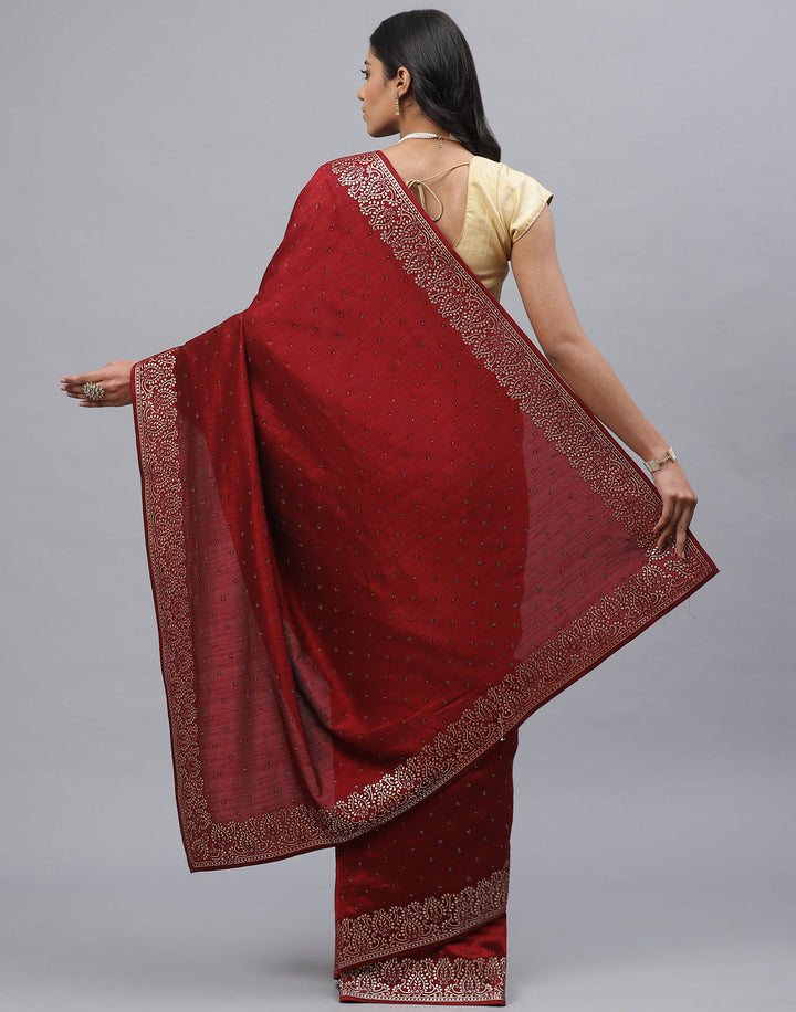 Dupion Silk Embroidery Saree