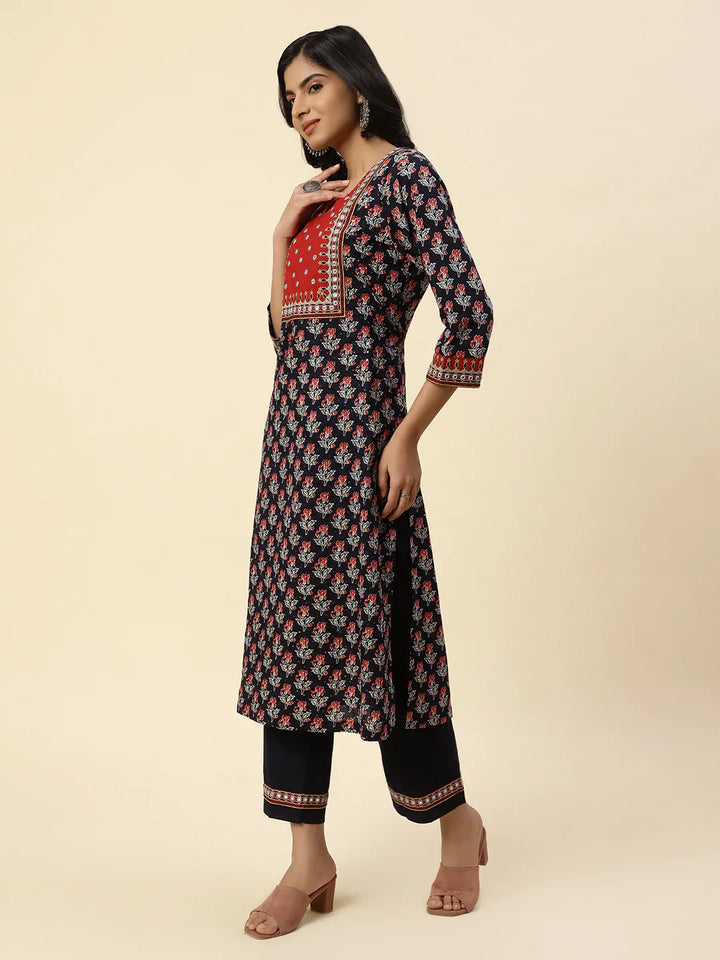 Printed Cotton Kurta With Pants