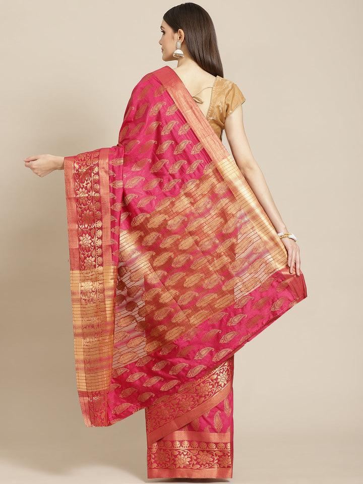 Zari Border Booti Art Handloom Woven Saree