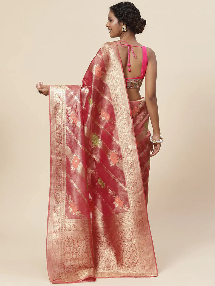 Floral Zari Jaal Handloom Woven Saree