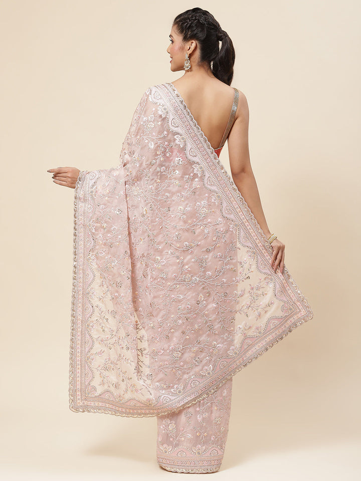 Resham Jaal Embroidered Organza Saree