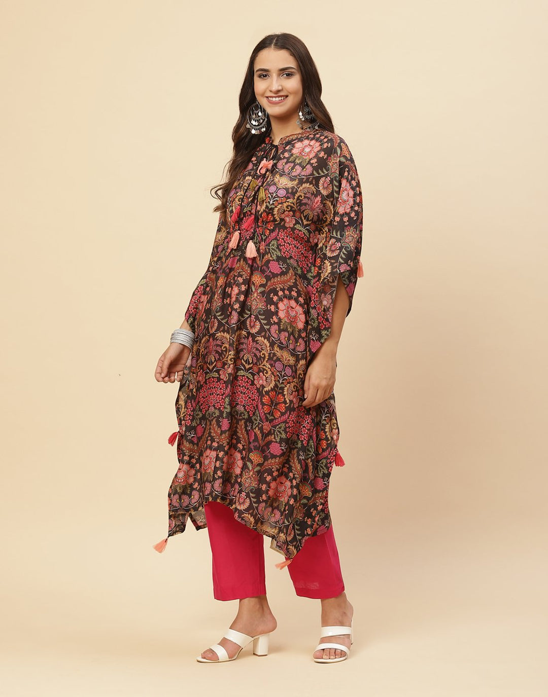 Floral Printed Cotton Muslin Kaftan