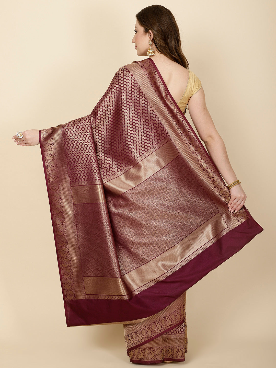 Brocade Zari Jaal Handloom Woven Saree