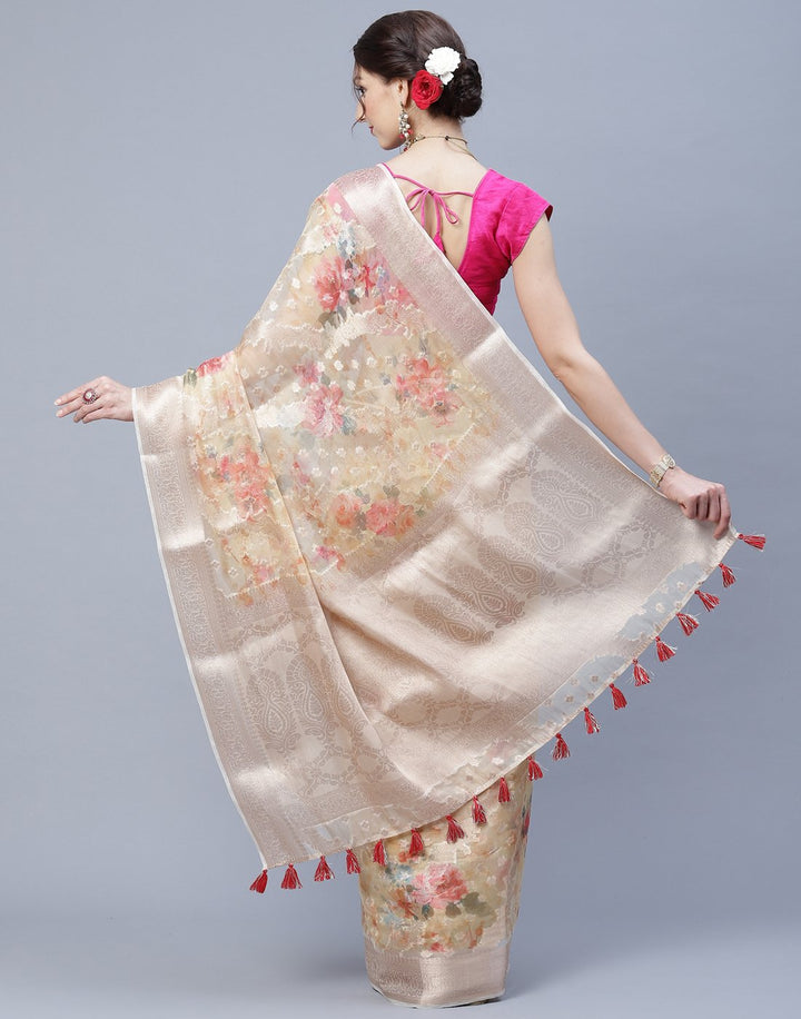 Digital Floral Printed Organza Saree