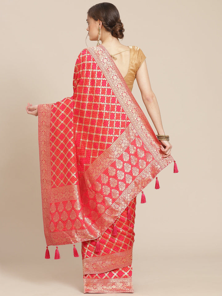 Banarasi Art rani red Handloom