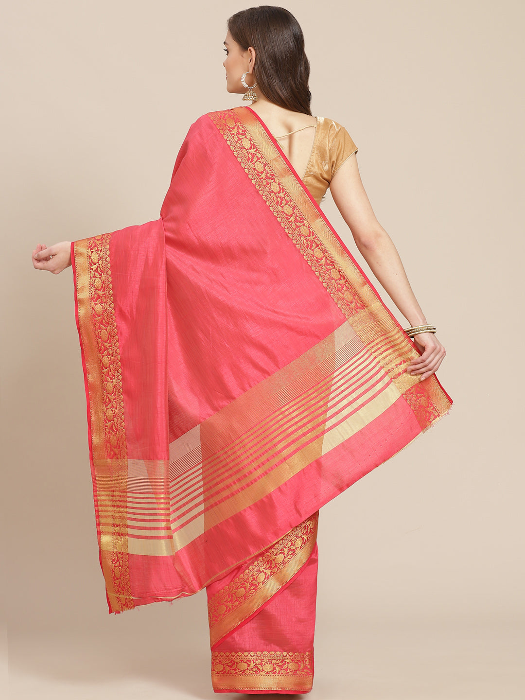 Plain Art Handloom Saree with  Zari Border