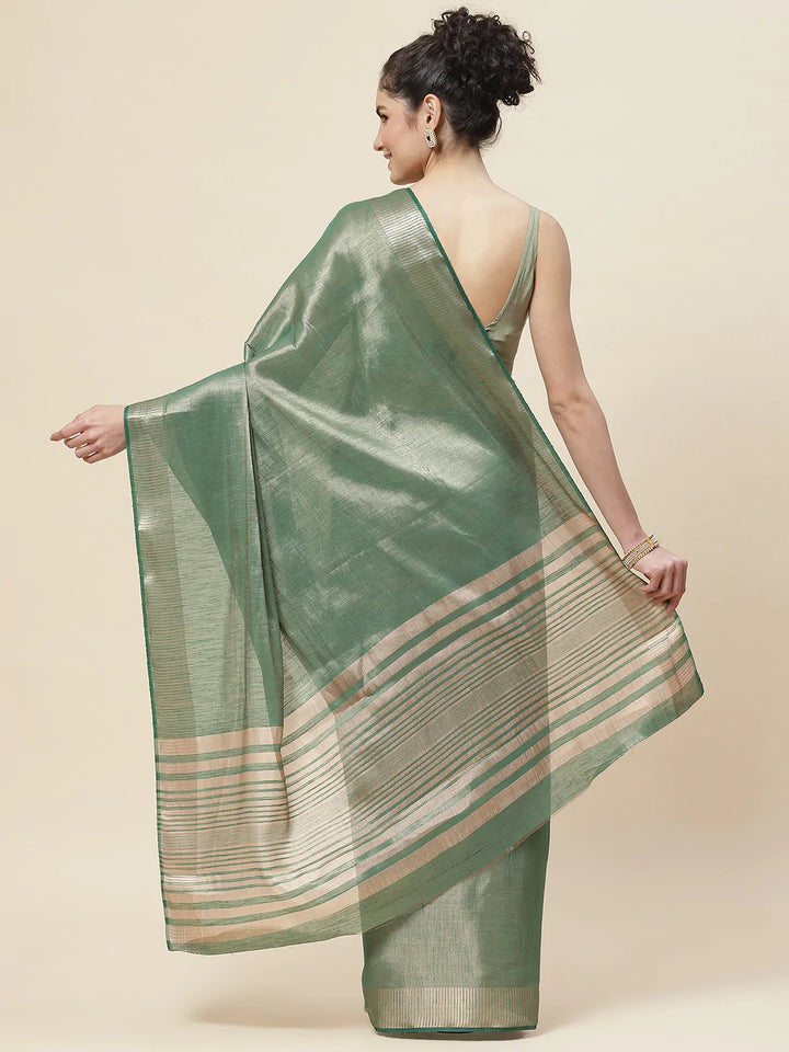 Plain Zari Border  Handloom Woven Saree