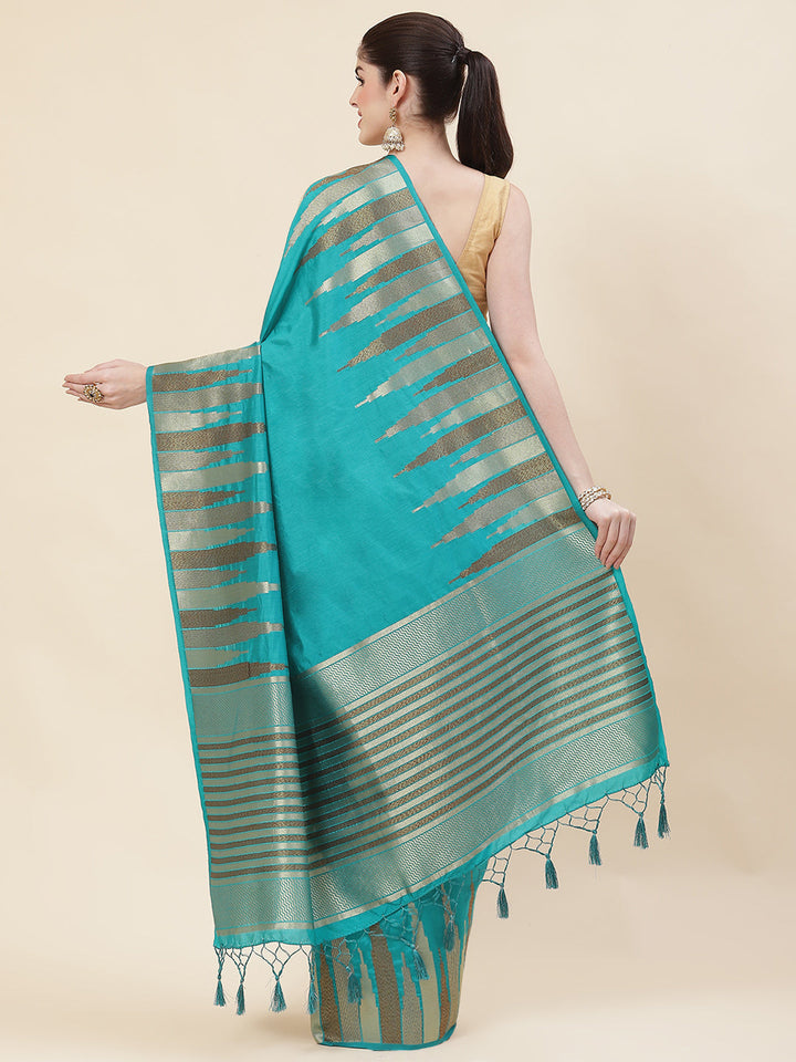 Plain Zari Border Handloom Woven Saree