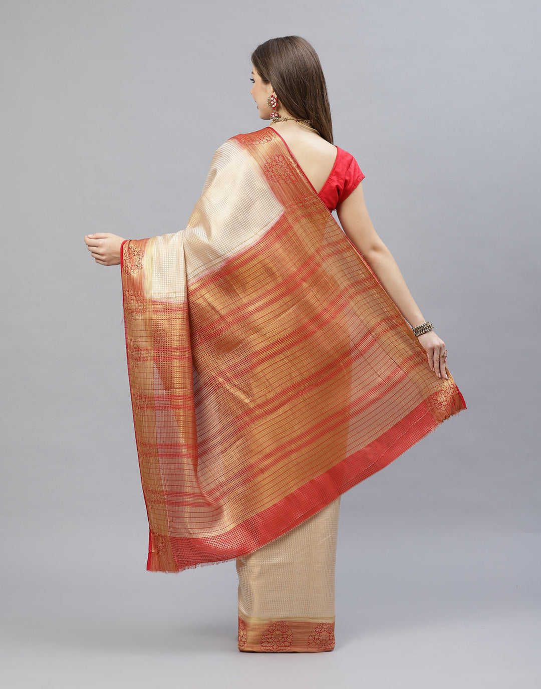 Jacquard Zari Border Art Handloom Woven Saree