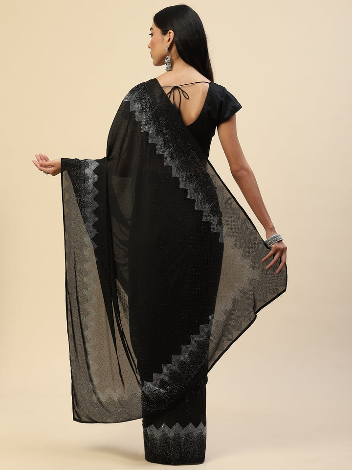 Swarovski Embroidered Satin Saree