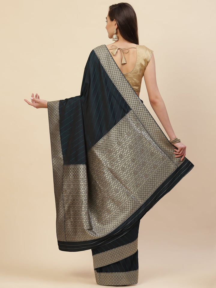 Stripes Stone Jaal Banarasi Woven Saree