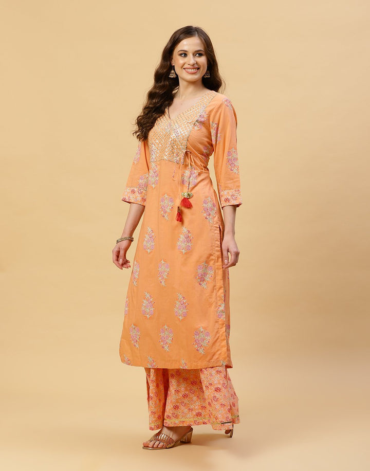 Printed Cotton Kurti With Plazzo