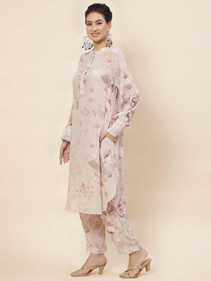 Printed Crepe Kurta With Pants