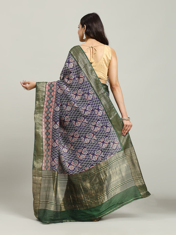 Digital Printed Cotton Blend Woven Saree
