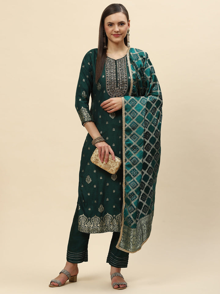 Banarasi Handloom Kurta With Pants &amp; Dupatta