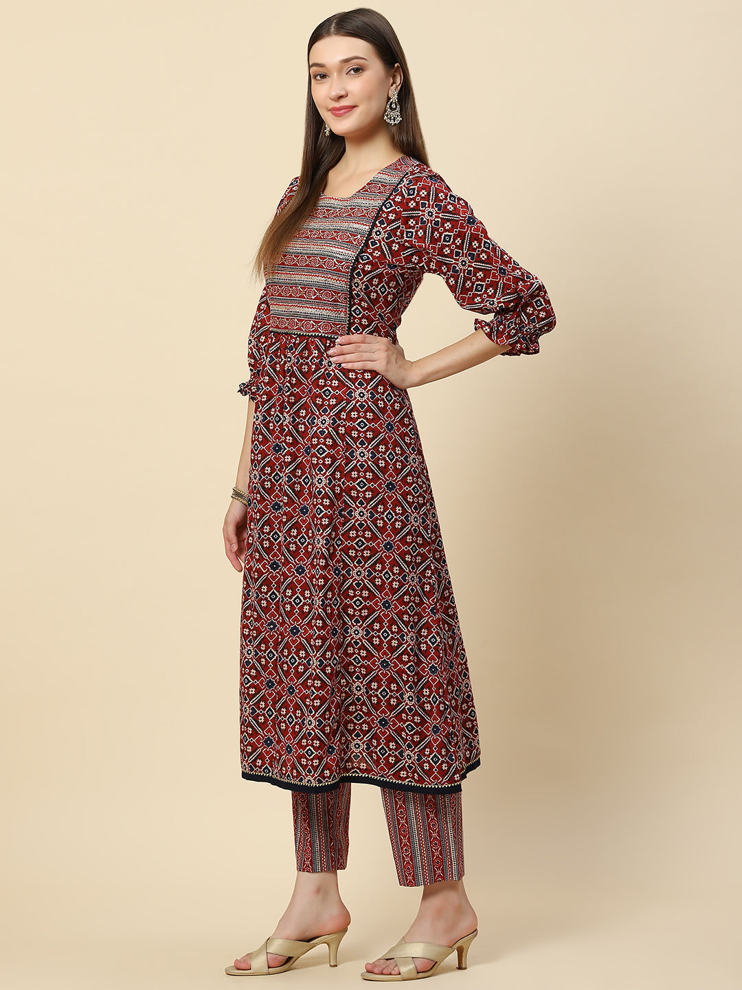 Printed Cotton Kurta With Pants