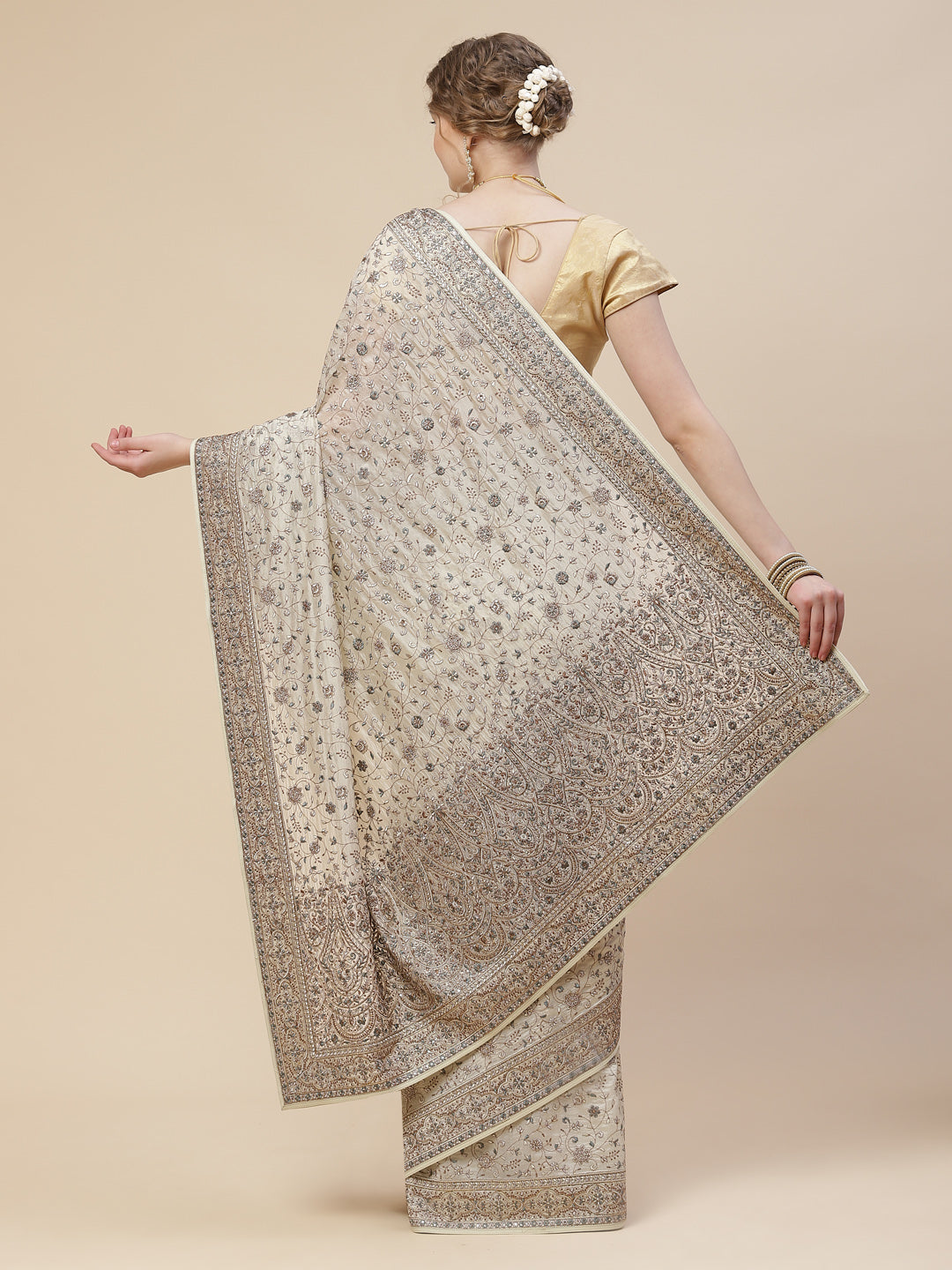 Resham Jaal Organza Embroidered Saree