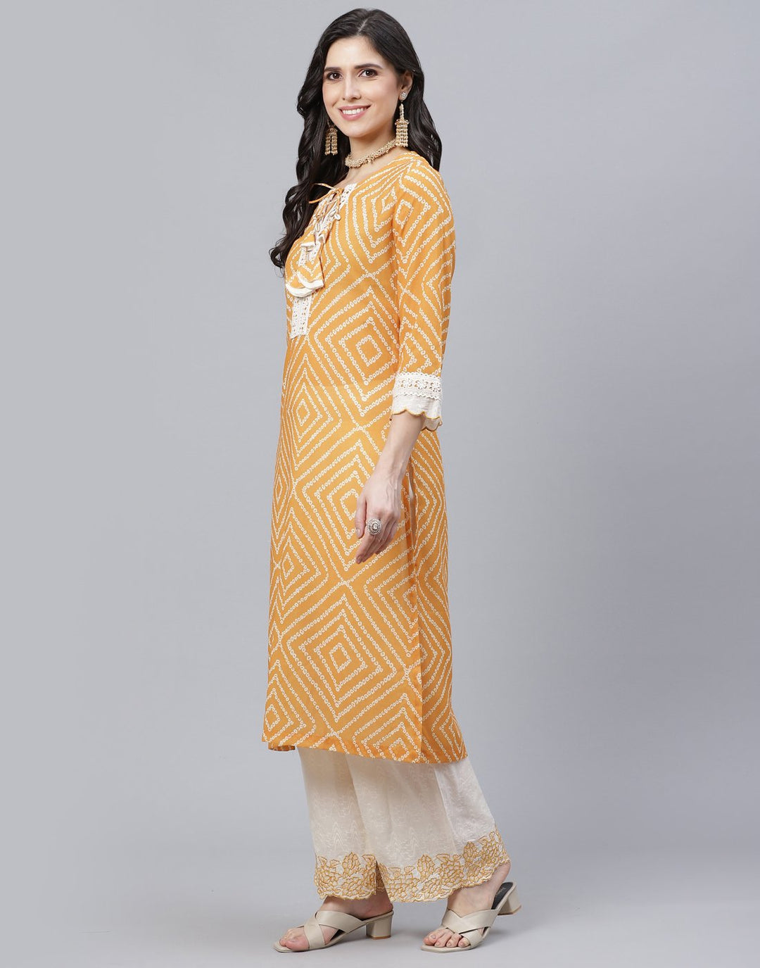 Bandhini Print Cotton Kurti with Palazzo