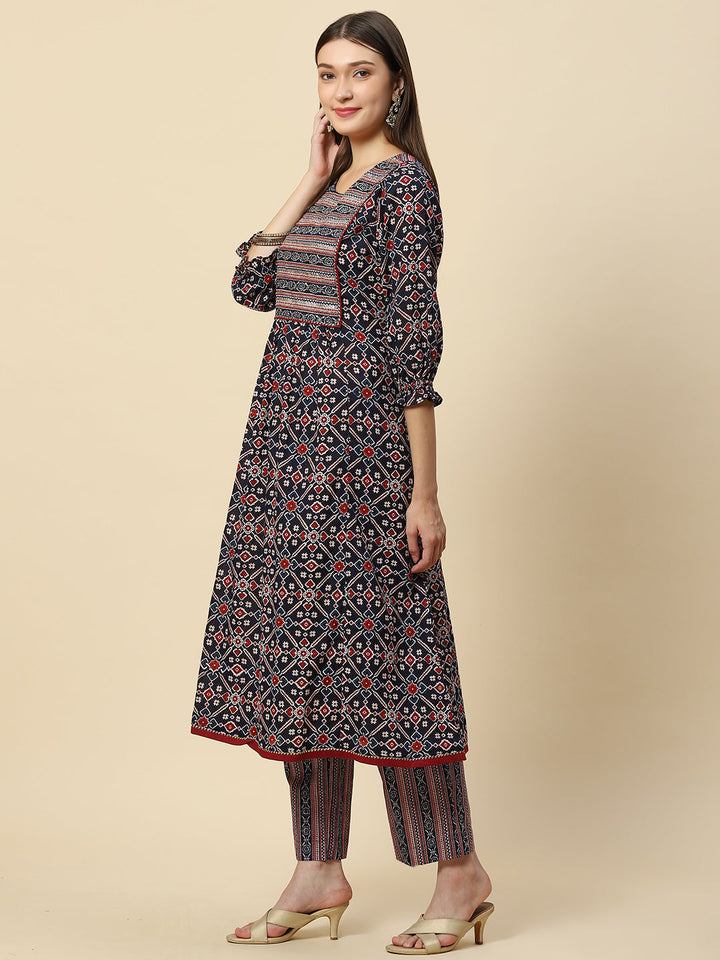 Printed Cotton Kurta With Pants