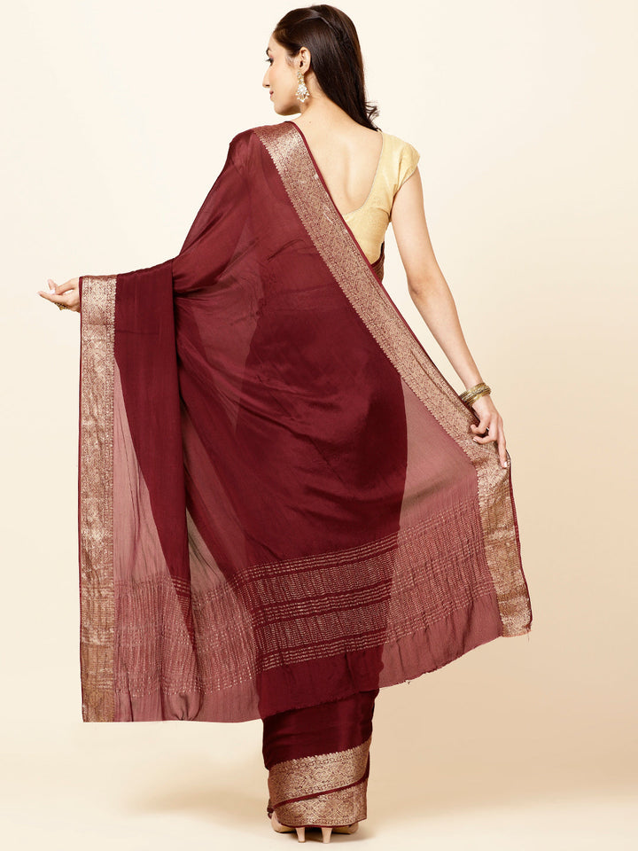 Zari Border Plain Crepe Saree