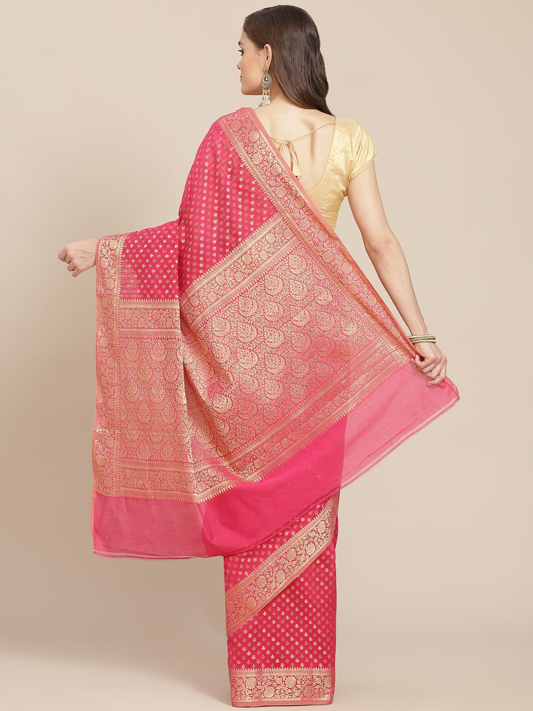 Cotton Saree with Zari Border Booti