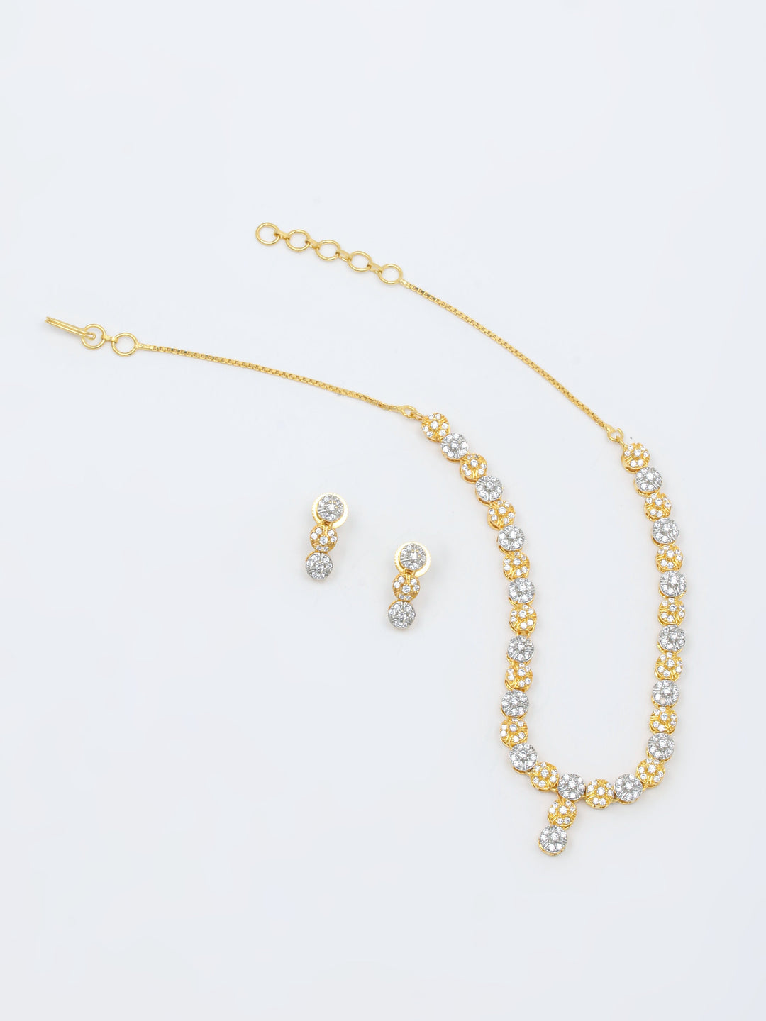 Golden &amp; White Stones Necklace Set