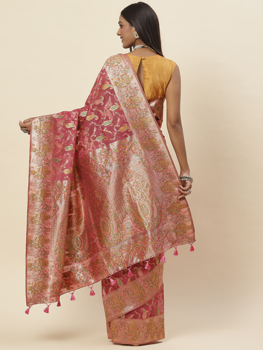 Zari Jaal Woven Organza Saree