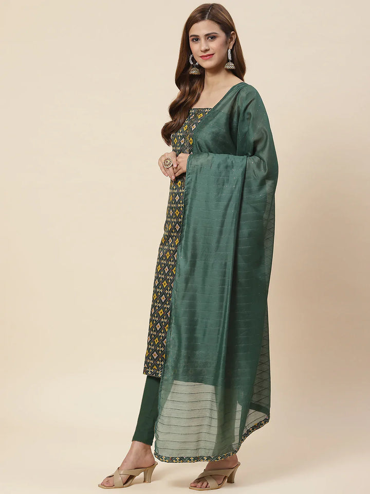 Printed Cotton Unstitched Suit Piece With Dupatta