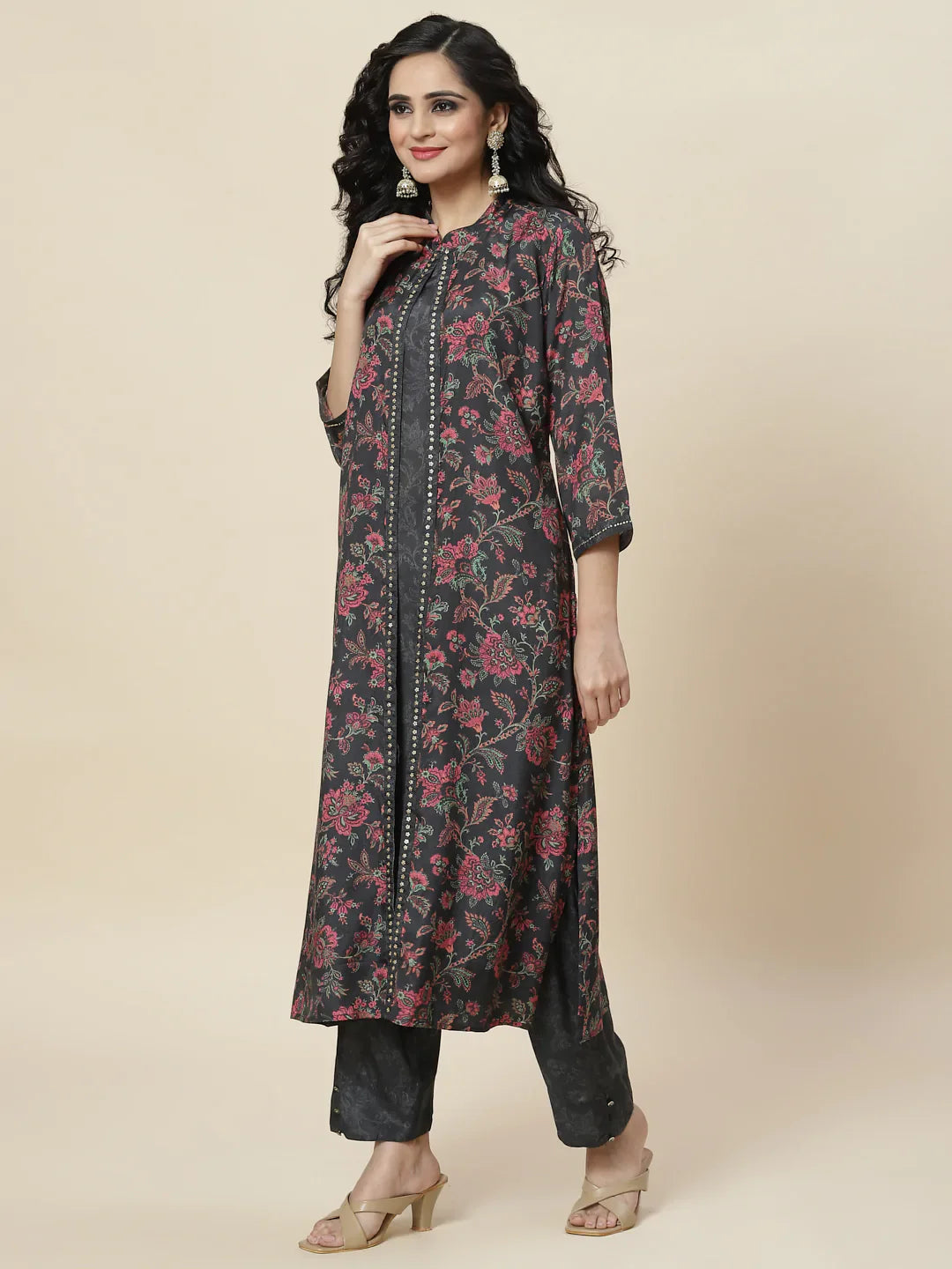 Printed Crepe Kurta With Palazzo