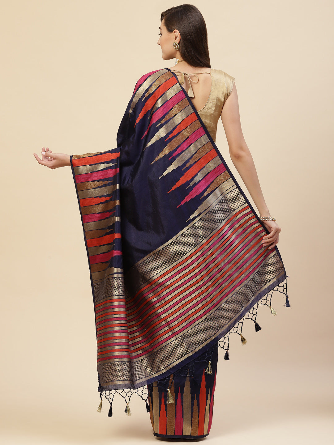 Plain Zari Border Handloom Woven Saree