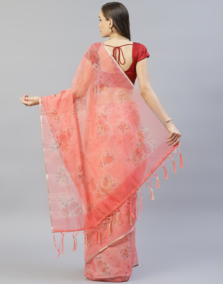 Floral Printed Kora Saree